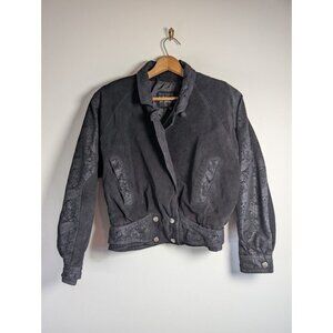 Wilsons Leather Jacket Women's Medium Suede Paisley Western Biker 90s Vintage